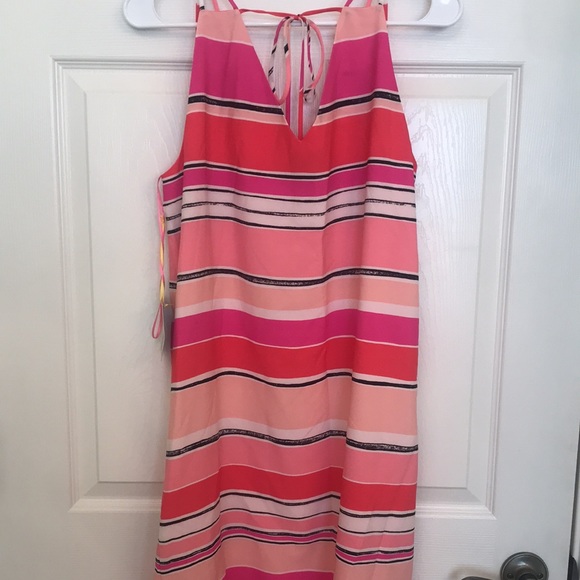 CeCe Pink,Orange Stripes Sleeveless dress NWT Sz10 - Picture 3 of 4